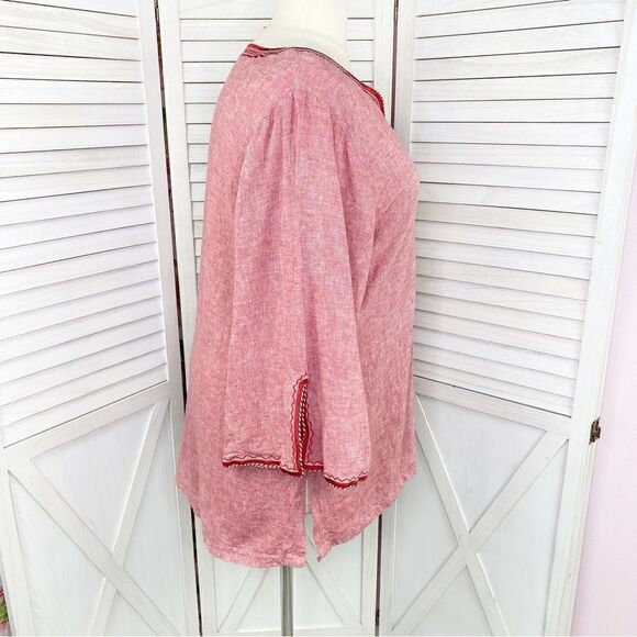 Victoria’s Essentials Linen Chambray Tunic Shirt Red XXL - Picture 3 of 14
